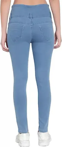 Women's Denim Jeans stretchable and stylish Light Blue four Button plan-thumb4