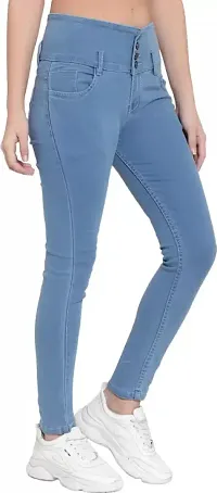 Women's Denim Jeans stretchable and stylish Light Blue four Button plan-thumb3