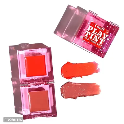 Gush 2 in 1 Play Tint for Lips, Cheeks and Eyes Easy to Blend Hydrates like a Balm and Nourishes Skin Natural Blush with Satin Finish Contains Hyaluronic Acid and Ceramides to brighten and moisturize (Coral Peach and Deep Maroon - Bubblegum Burst - 5 g)-thumb0