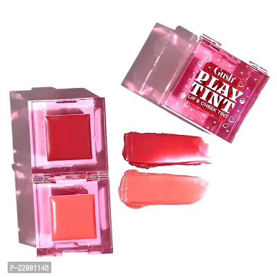 Gush 2 in 1 Play Tint for Lips, Cheeks and Eyes Easy to Blend Hydrates like a Balm and Nourishes Skin Natural Blush with Satin Finish Contains Hyaluronic Acid and Ceramides to brighten and moisturize (Coral Peach and Deep Maroon - Bubblegum Burst - 5 g)