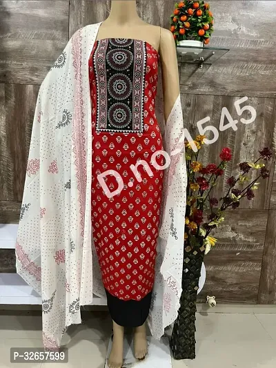 Elegant Cotton Printed Dress Material With Dupatta For Women