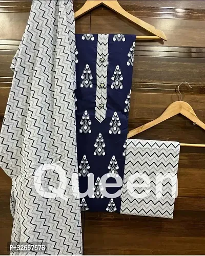 Elegant Cotton Printed Dress Material With Dupatta For Women