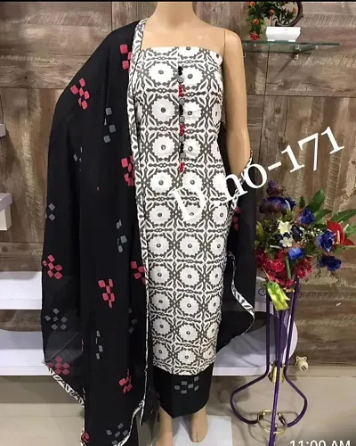 Stylish Fancy Unstitched Dress Material Top With Bottom Wear And Dupatta Set For Women