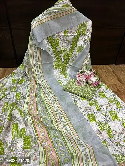 Elegant Cotton Printed Dress Material With Dupatta For Women