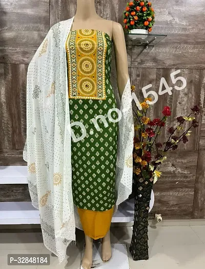 Elegant Cotton Printed Dress Material With Dupatta For Women