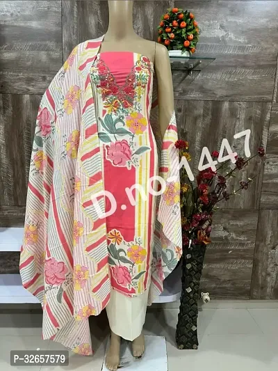 Elegant Cotton Printed Dress Material With Dupatta For Women