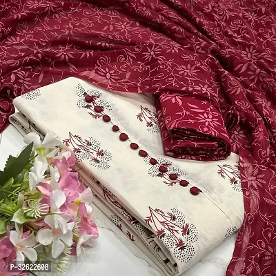 Elegant Cotton Printed Dress Material With Dupatta For Women