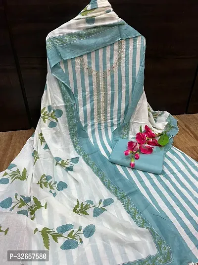 Elegant Cotton Printed Dress Material With Dupatta For Women