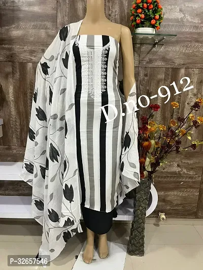 Elegant Cotton Printed Dress Material With Dupatta For Women-thumb0