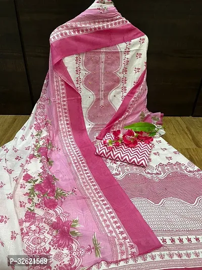 Elegant Cotton Printed Dress Material With Dupatta For Women