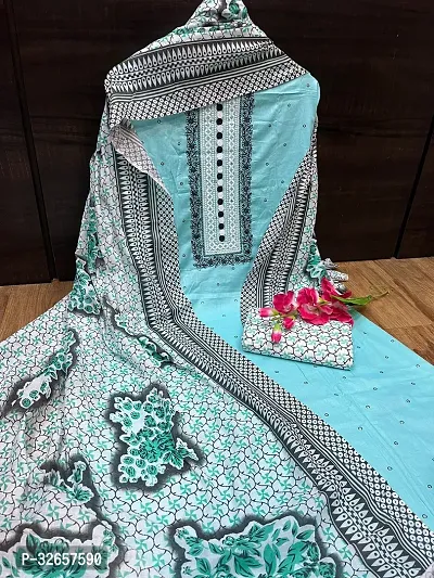 Elegant Cotton Printed Dress Material With Dupatta For Women