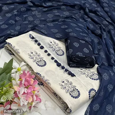 Elegant Cotton Printed Dress Material With Dupatta For Women