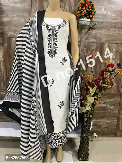 Elegant Cotton Printed Dress Material With Dupatta For Women