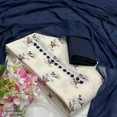 Elegant Cotton Printed Dress Material With Dupatta For Women