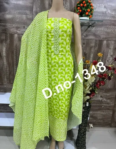 Stylish Cotton Printed Unstitched Suit