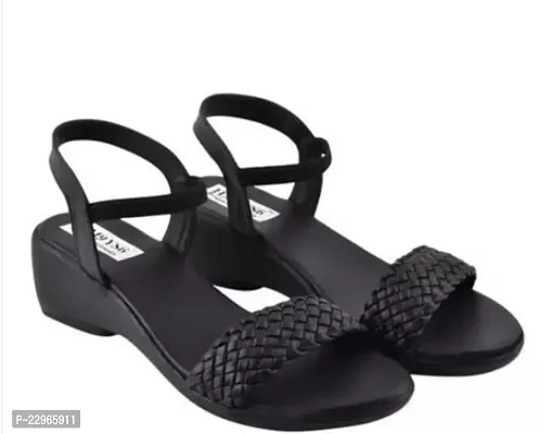 Stylish Black Patent Leather Self Design Heels For Women-thumb0