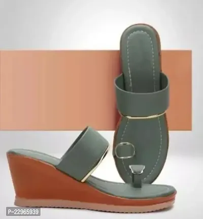 Stylish Green Patent Leather Self Design Heels For Women-thumb0