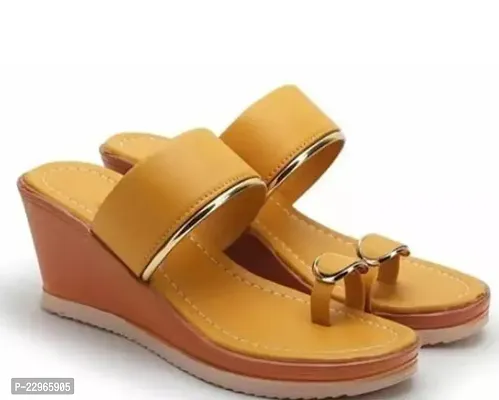 Stylish Golden Patent Leather Self Design Heels For Women-thumb0