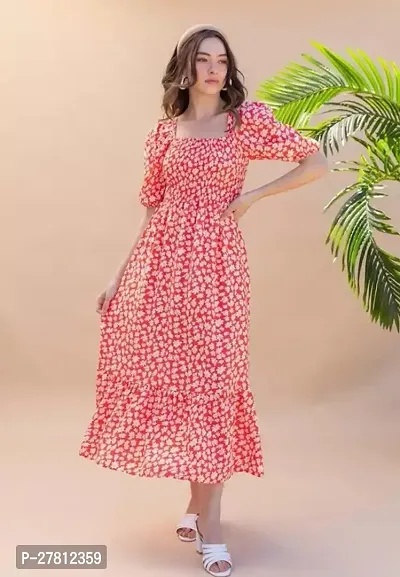 Classic Crepe Printed Dress for Women-thumb0