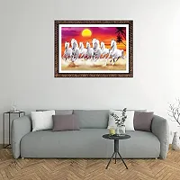 Beautiful Haf Vastu Seven Running Horses Wall Painting With Special Effects Uv Texture Printing Synthetic Solid Frame 1420_13, Black-thumb1