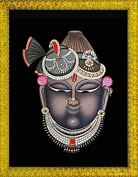 Beautiful Shrinathji Temple Nathdwara Wall Painting with Special Effects Sparkel Lamination Synthetic Solid Golden-thumb1