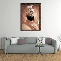 Beautiful Shri Guru Gobind Singh ji Synthetic Solid Wooden Framed Lamination Digital Wall Paintings (42 x 57cm)-thumb1