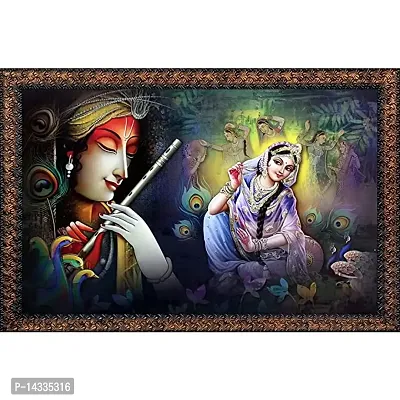 Beautiful Radha Krishan Wall Painting, Multicolour, Abstract, 55 x 76 cm-thumb0