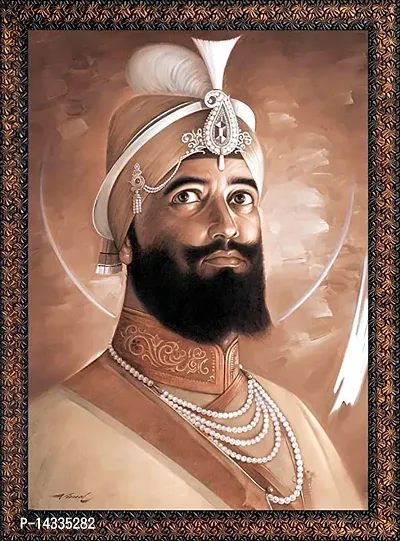 Beautiful Shri Guru Gobind Singh ji Synthetic Solid Wooden Framed Lamination Digital Wall Paintings (42 x 57cm)-thumb0