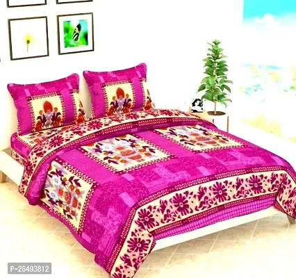 Fitted Elastic Double Bedsheet with 2 Pillow Cover