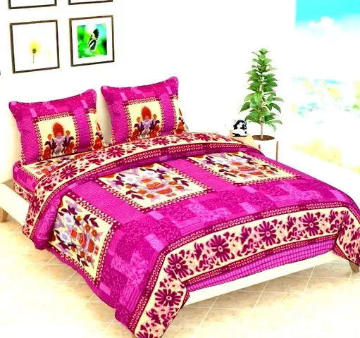 Printed Warm Woolen Polar Bedsheet With Two Pillow Covers