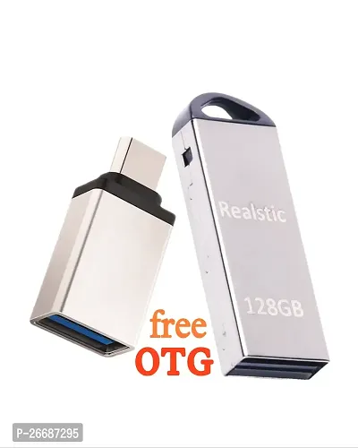 128GB High Speed 3.0 USB Metal Pendrive Storage 128 GB Pen Drive - Silver-thumb0