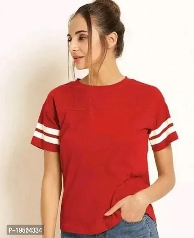 Reliable Cotton Self Pattern Round Neck T-Shirts For Women-thumb0