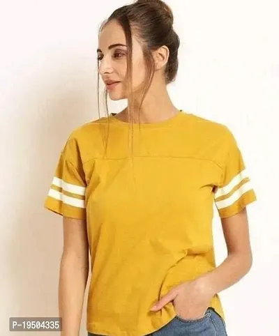 Reliable Cotton Self Pattern Round Neck T-Shirts For Women-thumb0