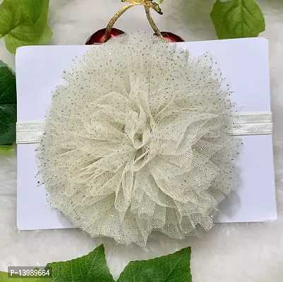 Joy's Creations Soft Elastic Chrysanthemum Flower HairBand for Girls (White)