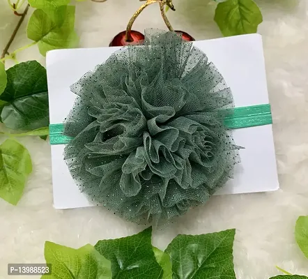 Joy's Creations Soft Elastic Chrysanthemum Flower HairBand for Girls (Green)-thumb0