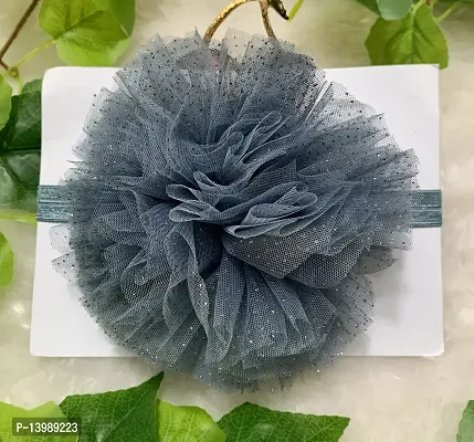 Joy's Creations Soft Elastic Chrysanthemum Flower HairBand for Girls (Grey)