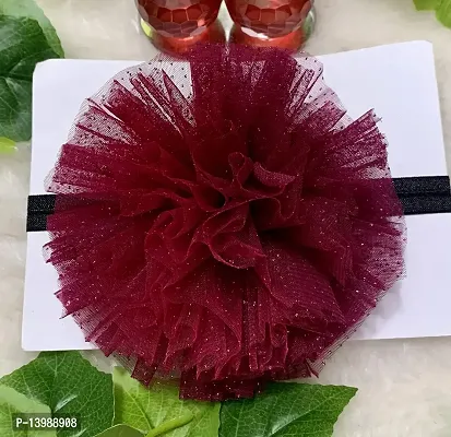 Joy's Creations Soft Elastic Chrysanthemum Flower HairBand for Girls (Maroon)