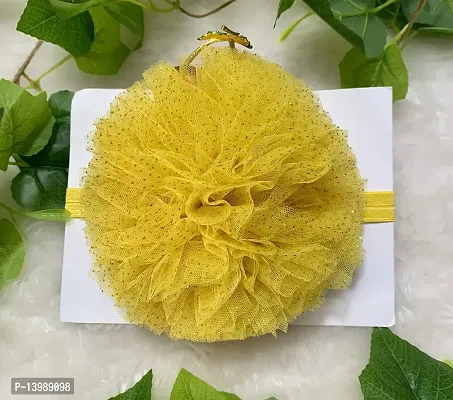 Joy's Creations Soft Elastic Chrysanthemum Flower HairBand for Girls (Bright Yellow)