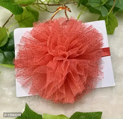 Joy's Creations Soft Elastic Chrysanthemum Flower HairBand for Girls (Dark Orange)