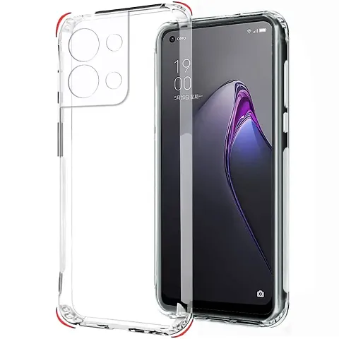 SilkyKraftz Transparent Shock Proof Bumper Cushioned Edges Transparent Back Cover for Oppo Reno 8 5G