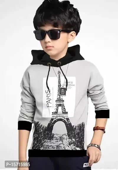 KIDS BOYS/GIRLS HOODED NECK FULL SLEEVES PRINTED T SHIRT