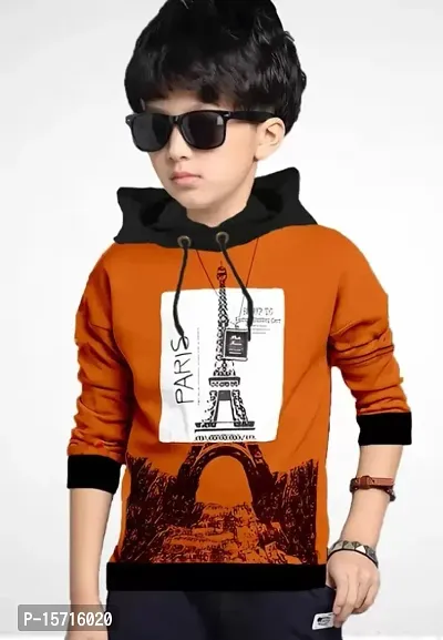 Kids Hooded Neck Full Sleeves Printed T Shirt-thumb0