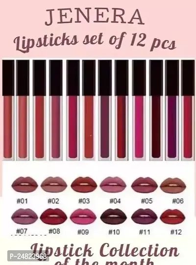 Useful Jenera Twelve Pieces Lipstick Combo Of Different Shades, Liquid Matte Lipsticks Set Of 12 Piece-thumb0