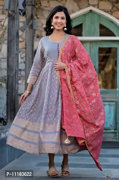 Ladies gown 2024 with dupatta