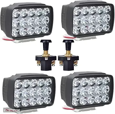 Essential Bike Led Fog Light 15 Led 4 Fog Lights With 2 Push Button Combo - For All Bike And Scooty