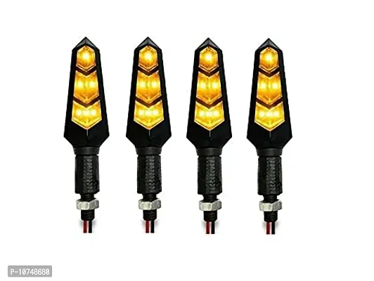Essential Fully Flexival Type Amber Led Indicators Turning Signal Lamps Blinkers Bulb Side Rear Front Set Of 4 Bike Indicator Lights Motorcycle) For Pulsar 220 F-thumb0