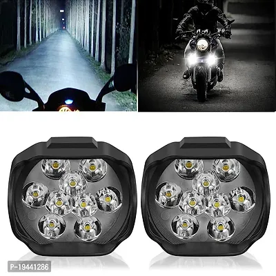 A4S 9 Shilan Universal LED Headlight Bulb Fog Lamp Projector with 9 White LED Lights Fog Lamp, Dash Light Motorbike, Car LED (Pack of 2)-thumb0