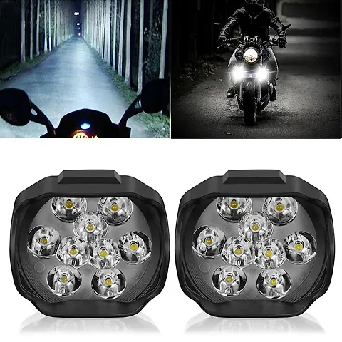 A4S 9 Shilan Universal LED Headlight Bulb Fog Lamp Projector with 9 White LED Lights Fog Lamp, Dash Light Motorbike, Car LED (Pack of 2)