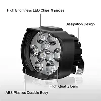 A4S 9 Shilan Universal LED Headlight Bulb Fog Lamp Projector with 9 White LED Lights Fog Lamp, Dash Light Motorbike, Car LED (Pack of 2)-thumb3