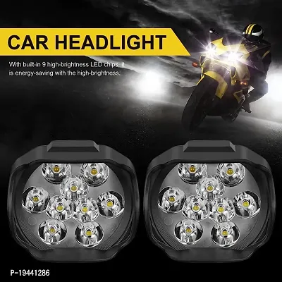 A4S 9 Shilan Universal LED Headlight Bulb Fog Lamp Projector with 9 White LED Lights Fog Lamp, Dash Light Motorbike, Car LED (Pack of 2)-thumb2